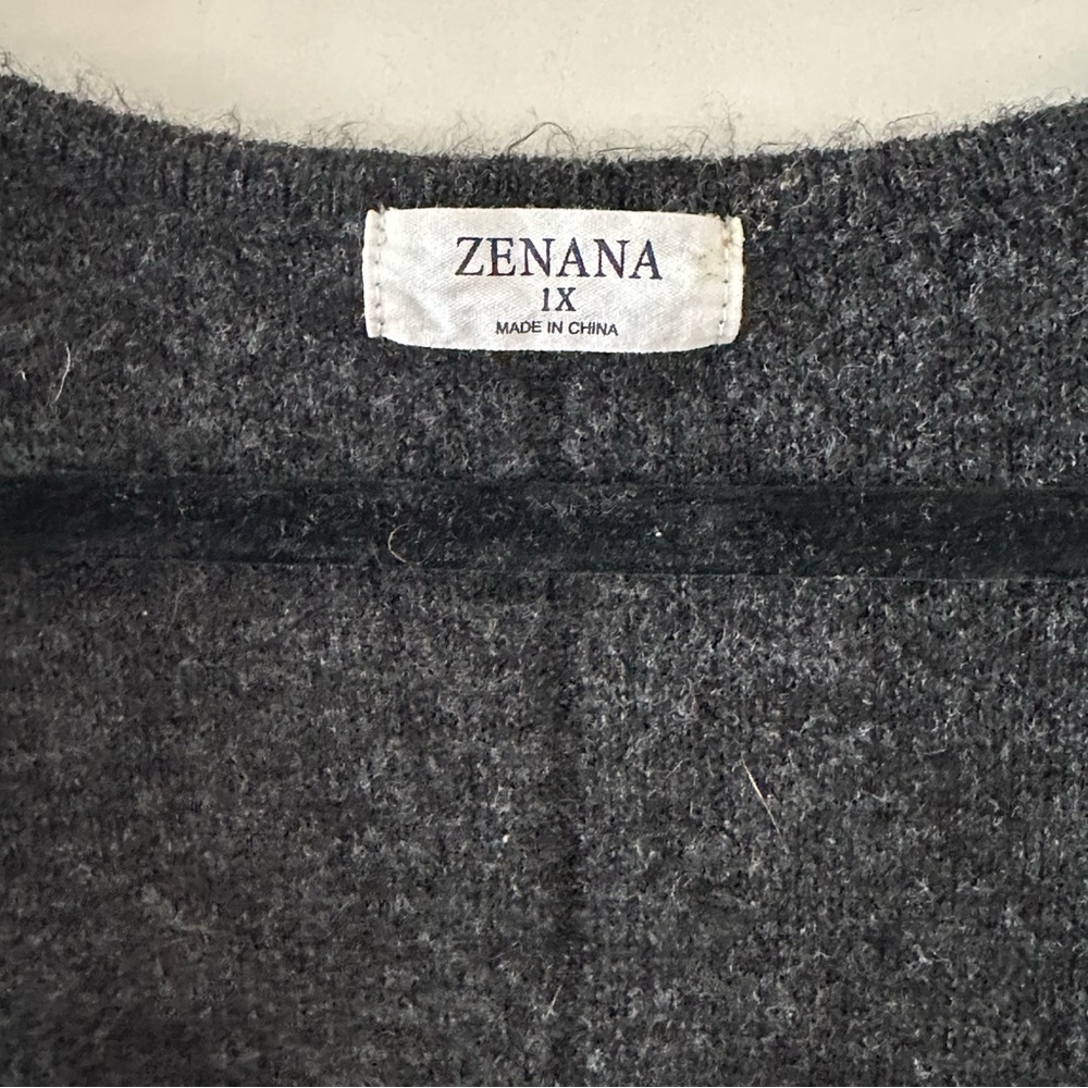 Zenana Outfitters Charcoal Grey Oversized Grandpa Cardigan Sweater - Picture 2 of 4